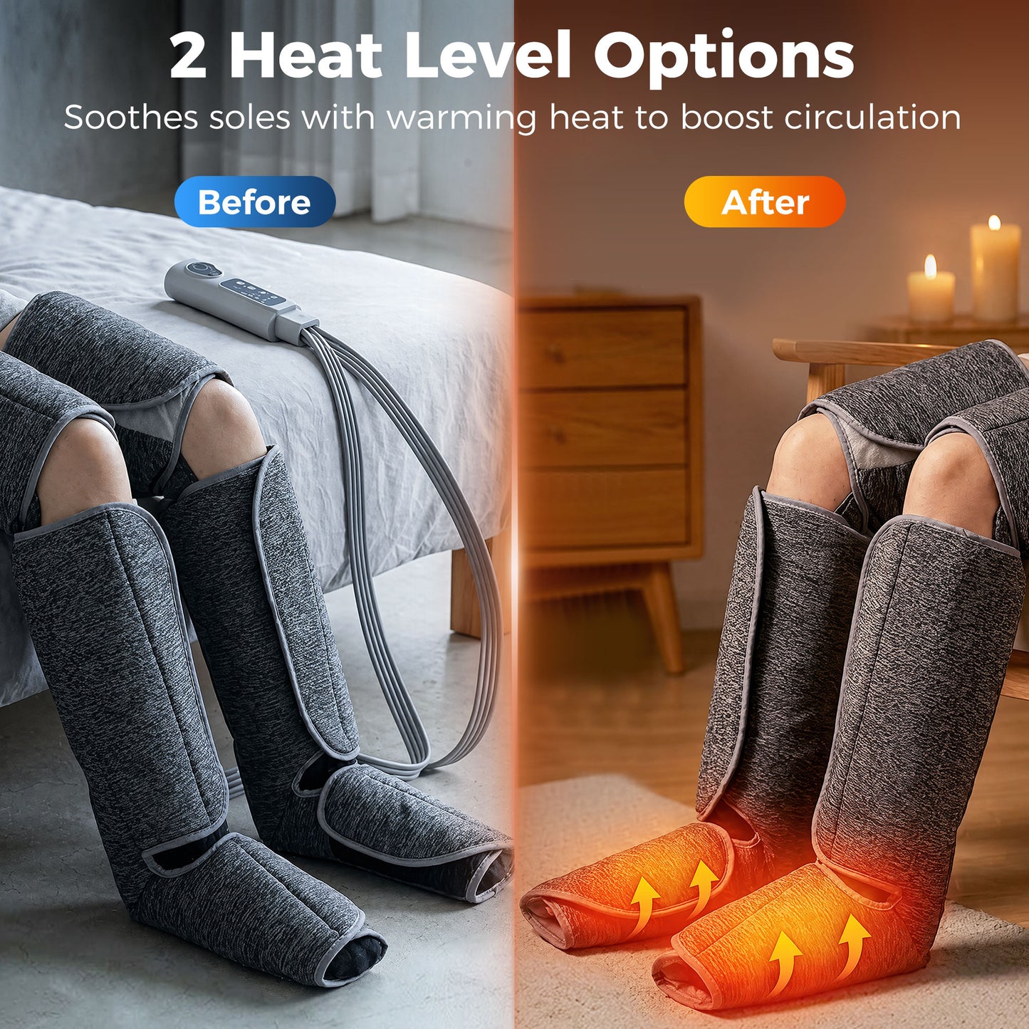 Leg Massager with Heat, Compression, Knee Massager with 3 Auto Modes & 3 Intensities for Circulation and Pain, Foot and Calf Massage Machine, Gifts for Men Women