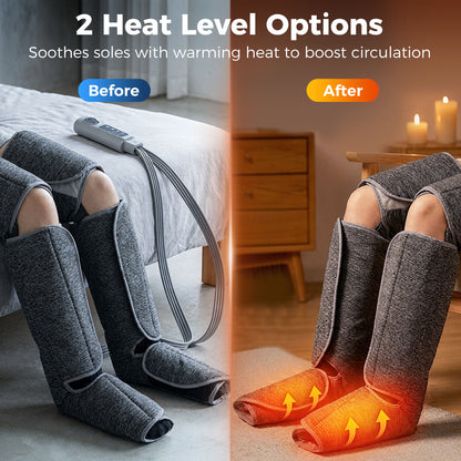 Leg Massager with Heat, Compression, Knee Massager with 3 Auto Modes & 3 Intensities for Circulation and Pain, Foot and Calf Massage Machine, Gifts for Men Women