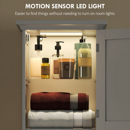 170cm Tall Bathroom Storage Cabinet with LED Light, Adjustable Shelf