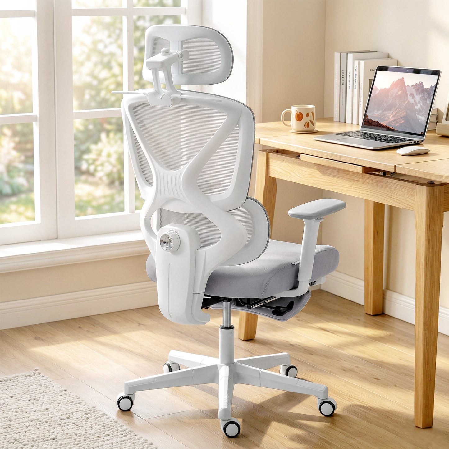 Executive Office Chair, Recliner Computer Chair with Footrest, Grey