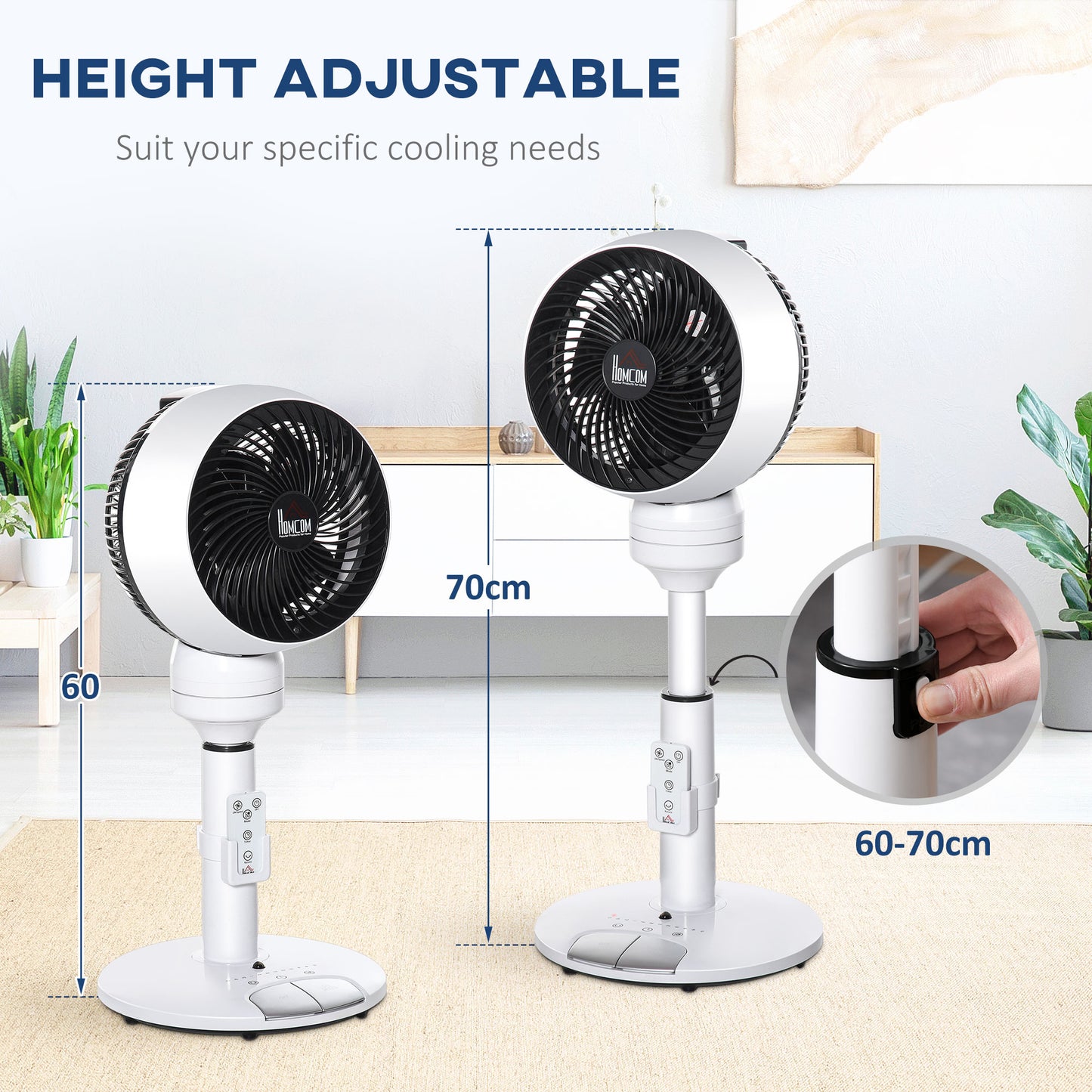 9 Inch Height Adjustable Air Circulator Fan 70° Oscillating 9 Setting