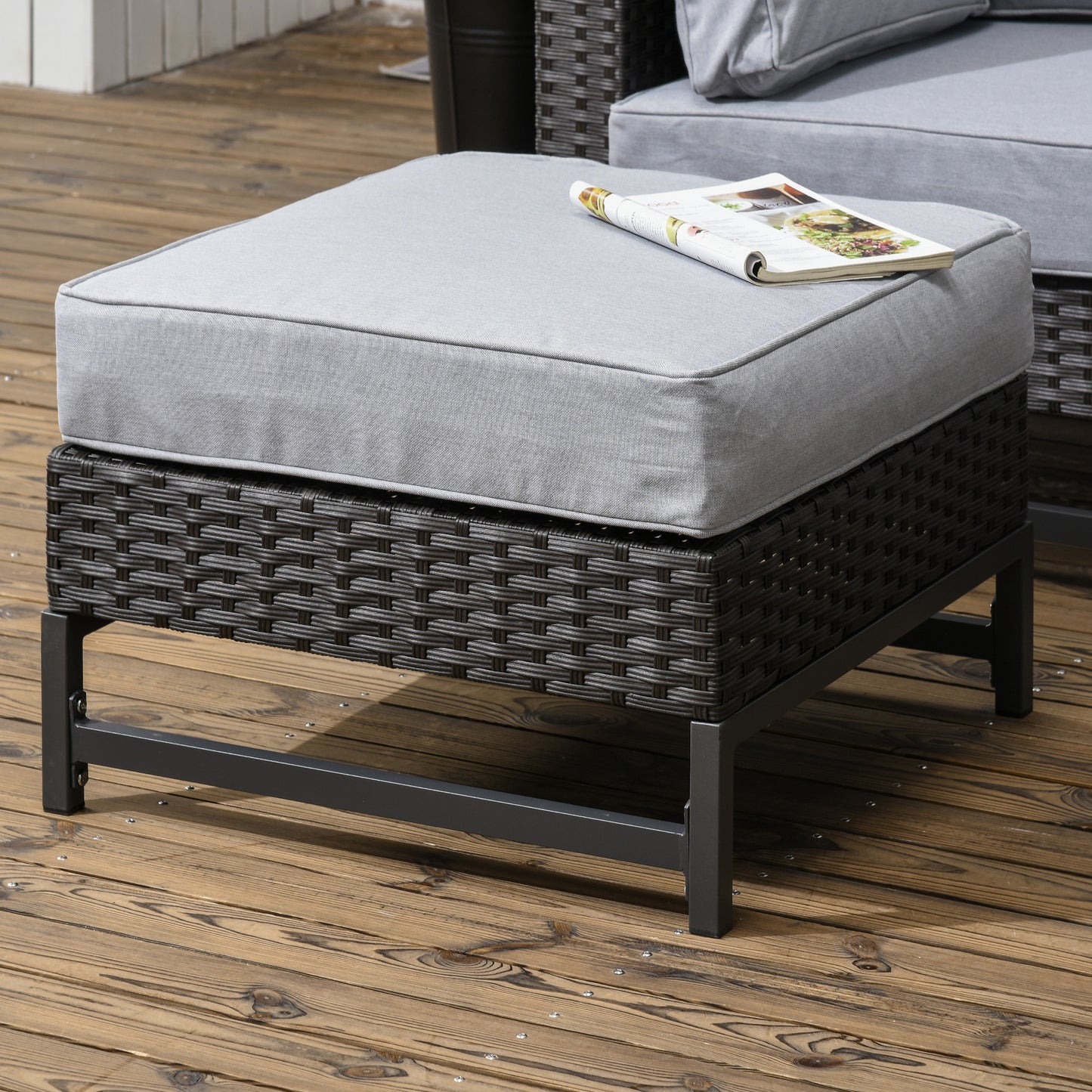 Rattan Corner Sofa, Rattan Garden Furniture Wood Grain Plastic Table