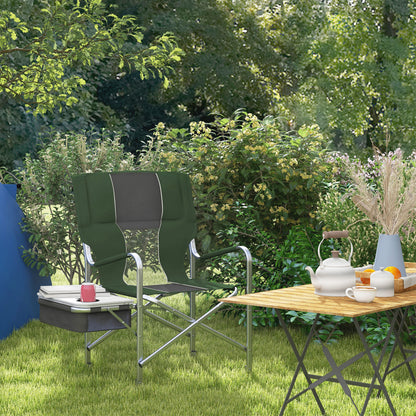 Folding Directors Chair Aluminium Camping Chair with Cooler Bag Green