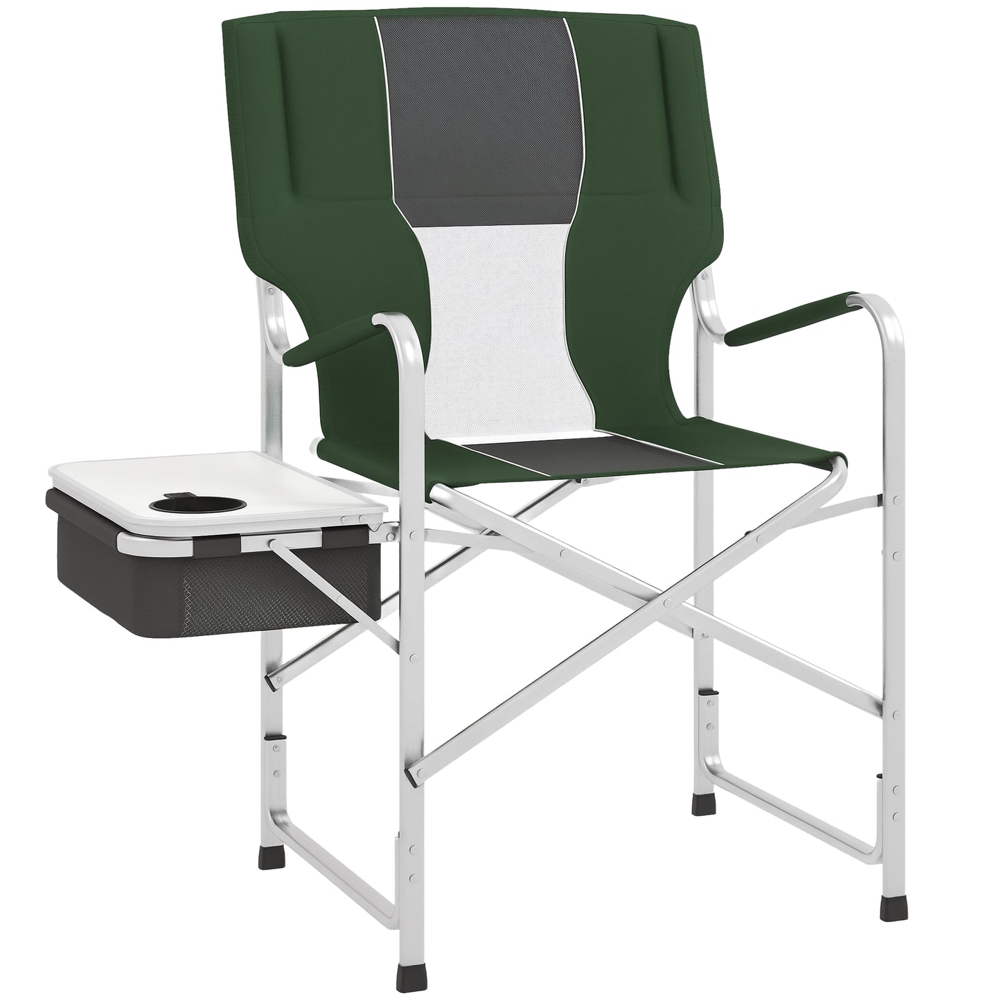 Folding Directors Chair Aluminium Camping Chair with Cooler Bag Green