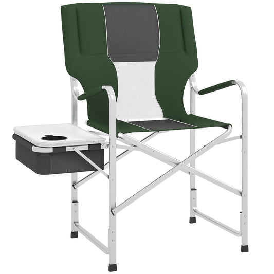 Folding Directors Chair Aluminium Camping Chair with Cooler Bag Green