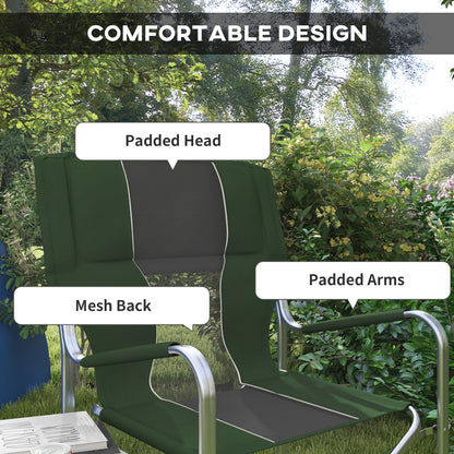 Folding Directors Chair Aluminium Camping Chair with Cooler Bag Green
