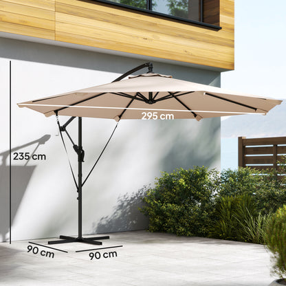 3 m Cantilever Parasol, Offset Umbrella with Cover and Wind Ropes