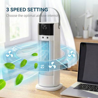 Tower Fan for Bedroom, 16 Inch Mist Desktop Fan with RGB Lights