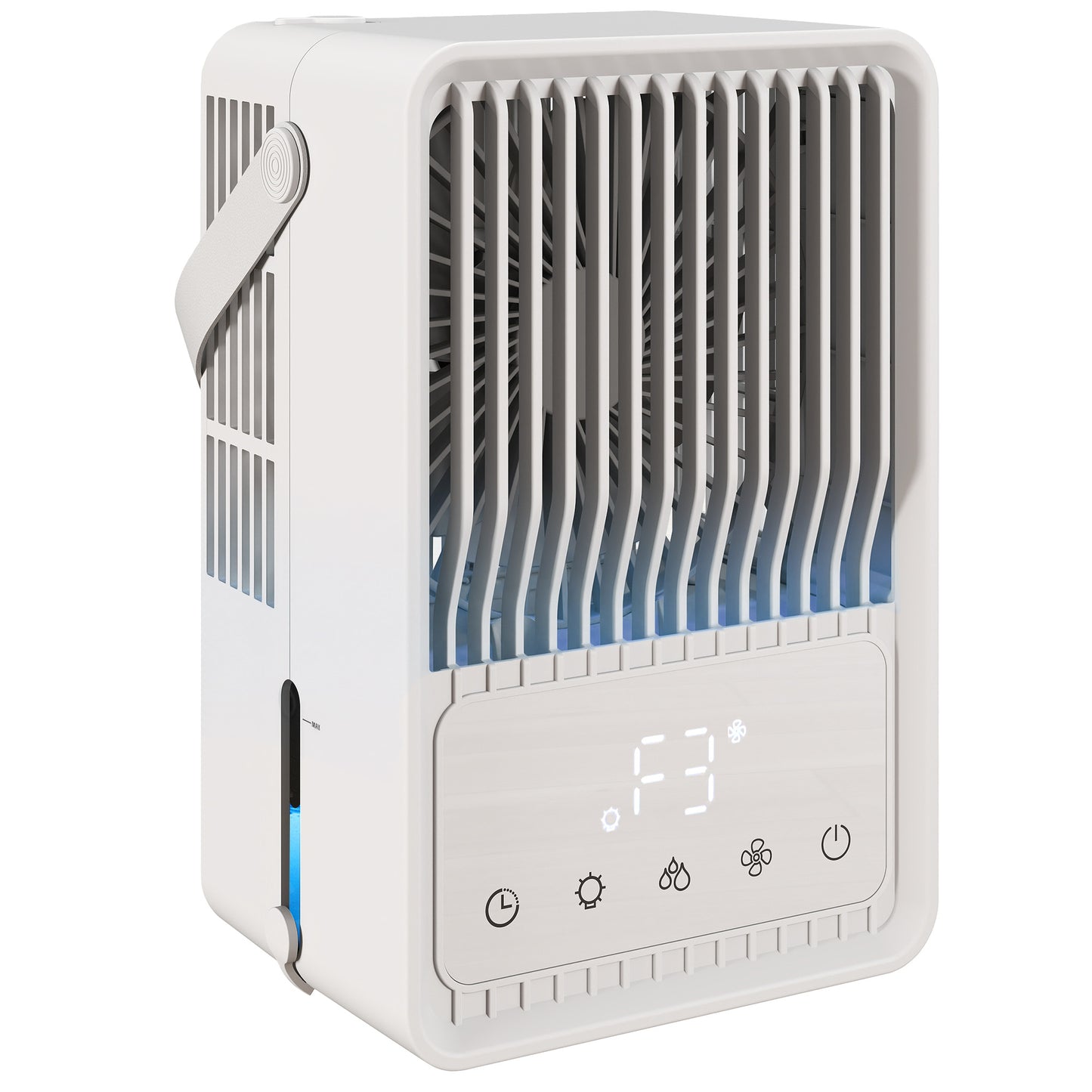 4-in-1 Mini Air Cooler with 7 Colour RGB Light, Cooling Fan, White