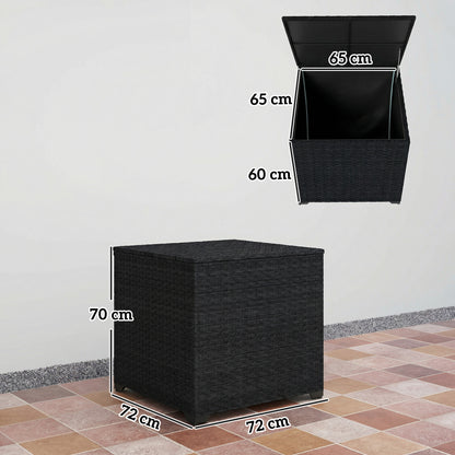 253L Garden Storage Box, Rattan Deck Box with Zipped Liner, Black