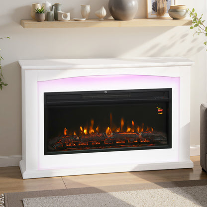 Beautiful Electric Fire and Mantel Reach up to 30 m² Two heat settings 1000W/2000W Inset, White