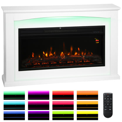 Beautiful Electric Fire and Mantel Reach up to 30 m² Two heat settings 1000W/2000W Inset, White