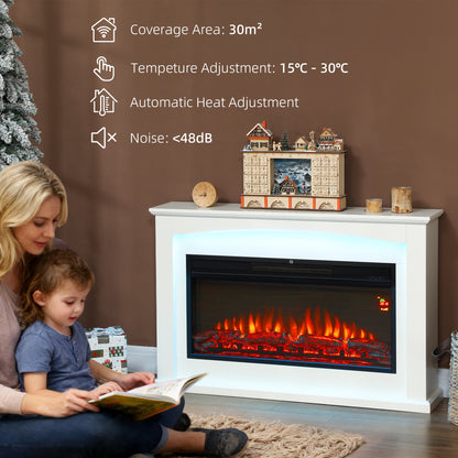 Beautiful Electric Fire and Mantel Reach up to 30 m² Two heat settings 1000W/2000W Inset, White