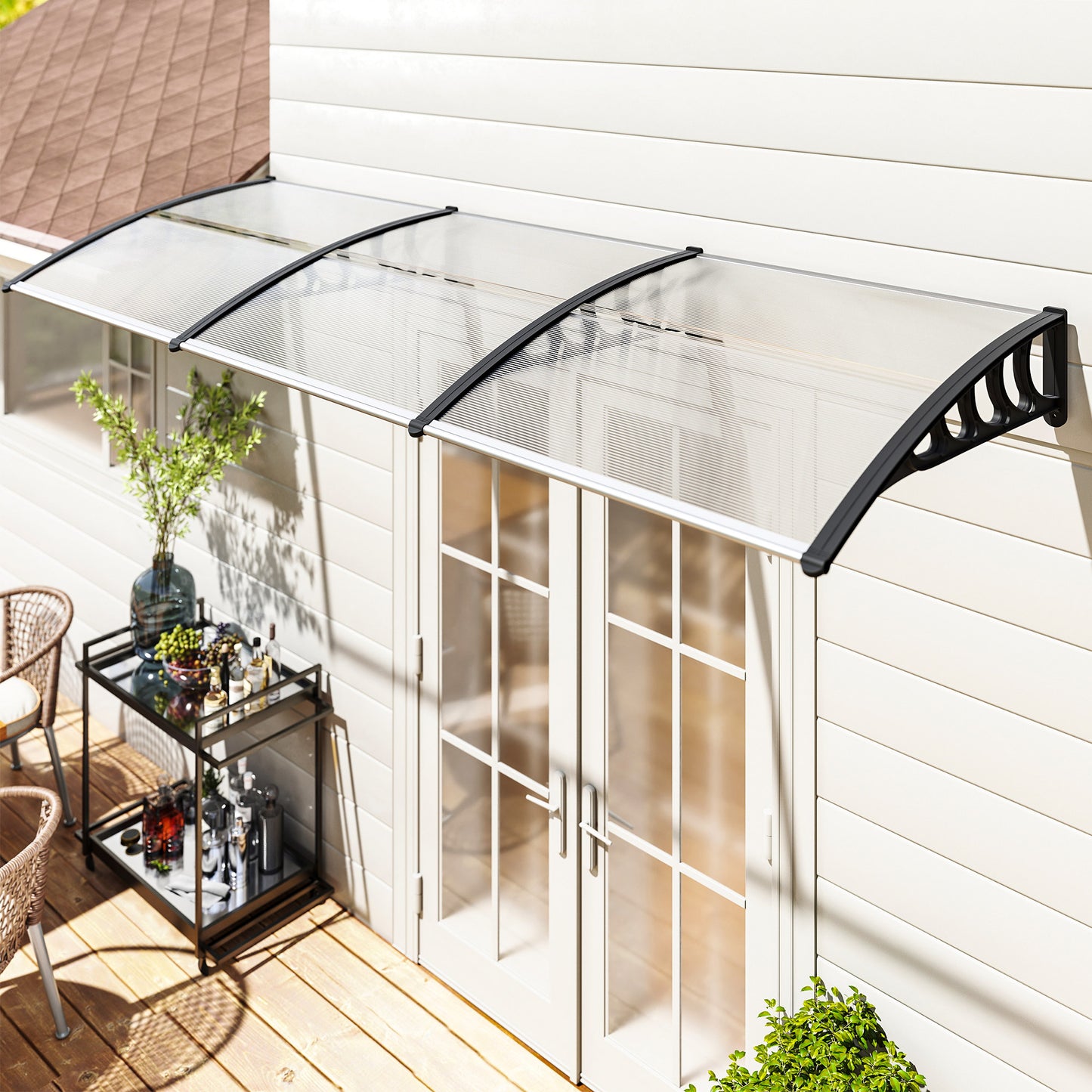 Door Canopy Outdoor Awning Rain Shelter for Window Porch, Clear