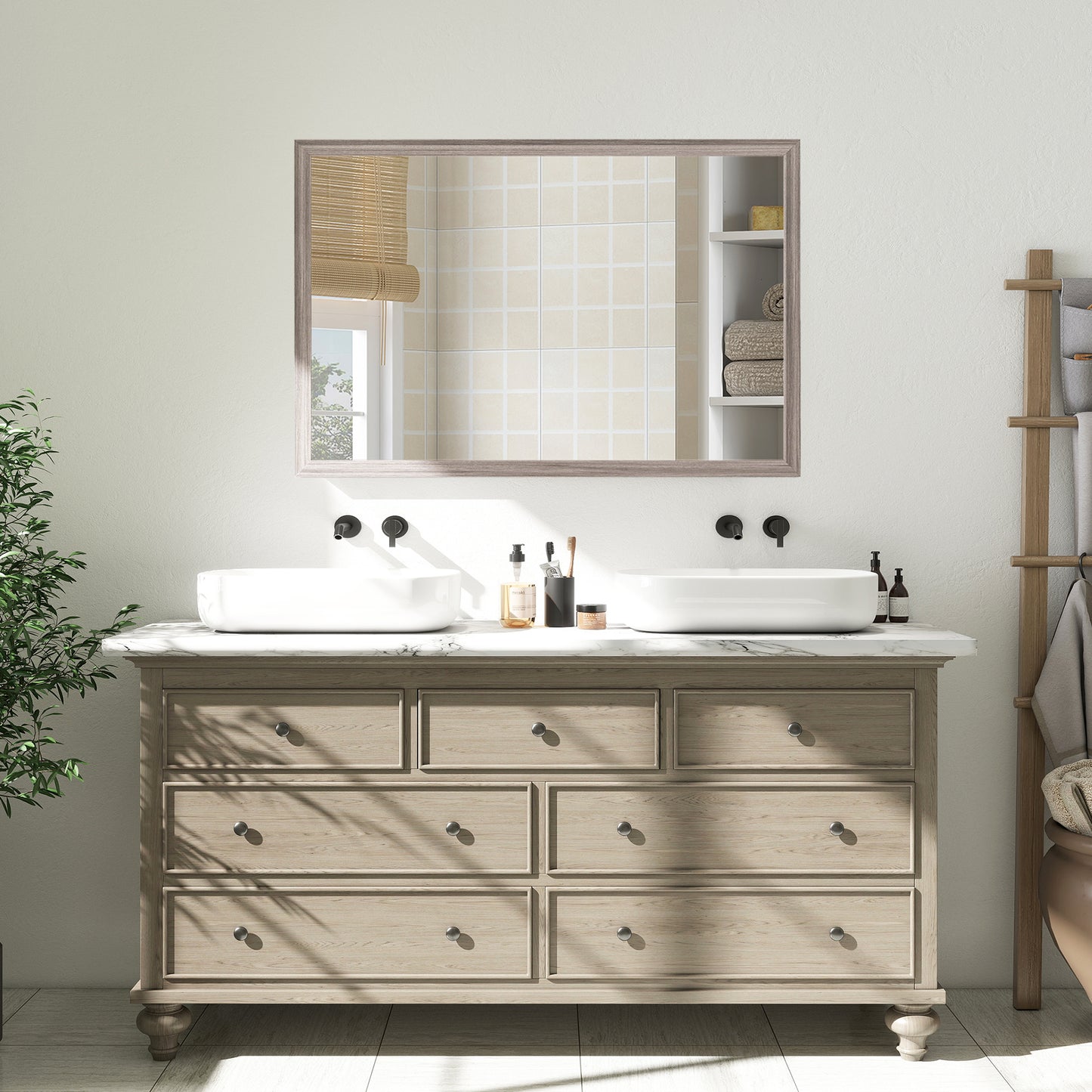50 x 70 cm Wall Bathroom Mirror, Vanity Mirror, Grey