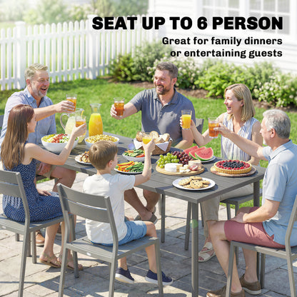 Garden Dining Table for 6 Person, 165 x 80 cm