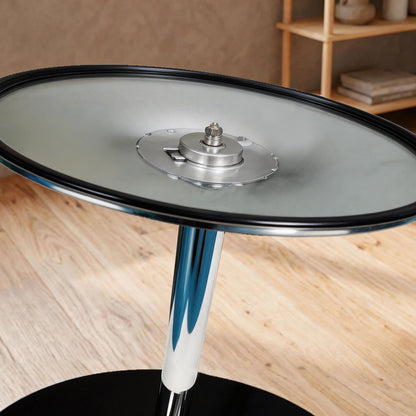 Round Bar Table, Dining Table with Tempered Glass Top and Steel Frame