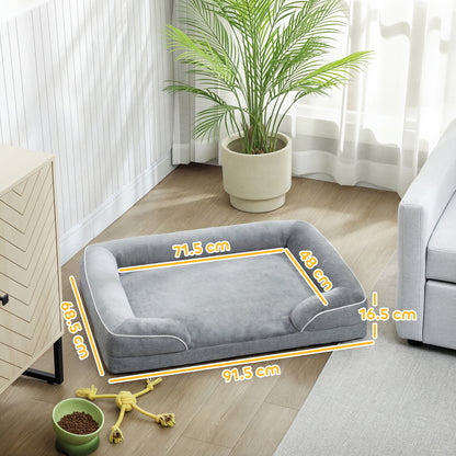 Dog Sofa Bed, Washable Pet Bed with Non-Slip Bottom, Grey