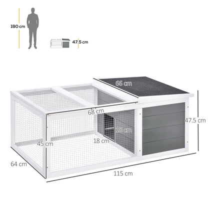 Wooden Rabbit Hutch Guinea Pig Small Animal Cage Rabbit Run Duck House Asphalt roof Indoor Outdoor 115 x 66 x 47.5 cm
