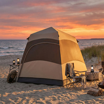 Double Layer Pop Up Tent with Rainfly, Portable Camping Shelter