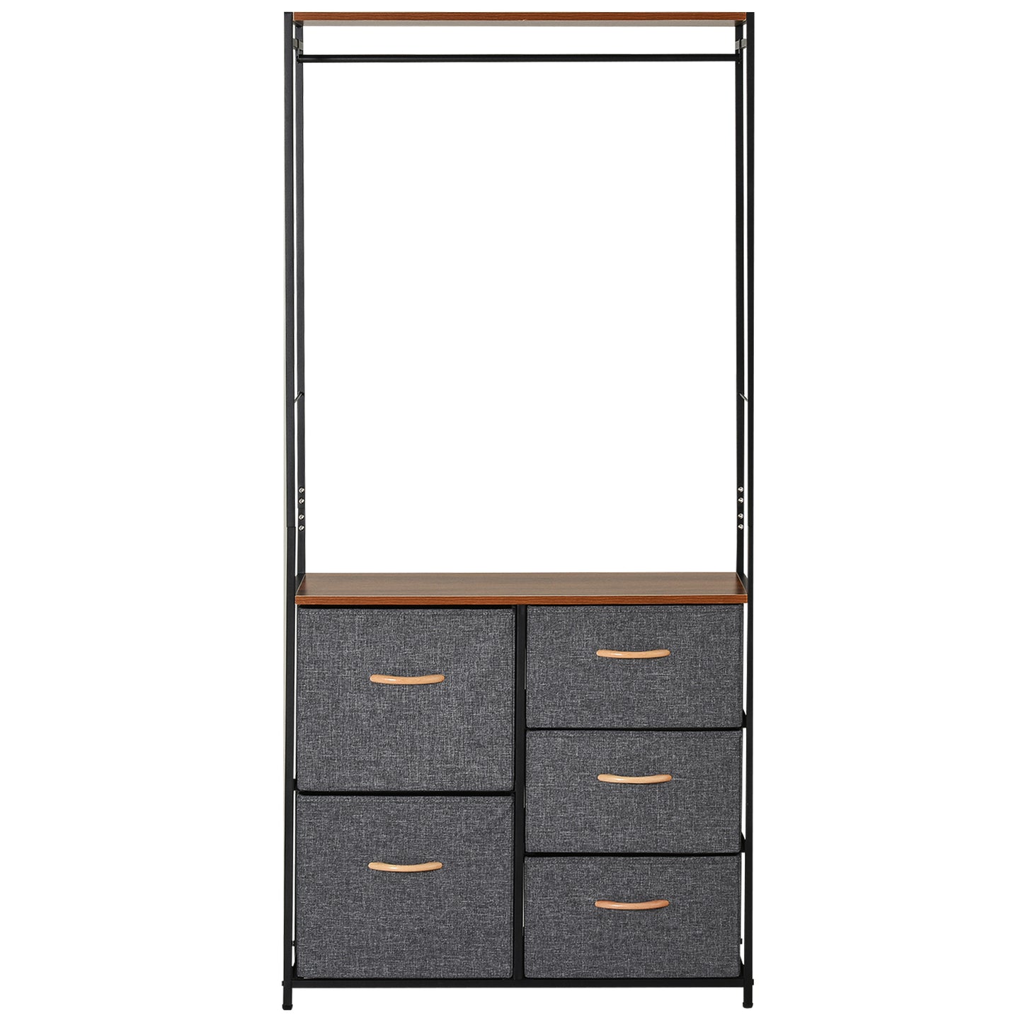 Storage Coat Rack Hallway Bedroom Organiser Shelves w/ Hanger, 5 Drawer