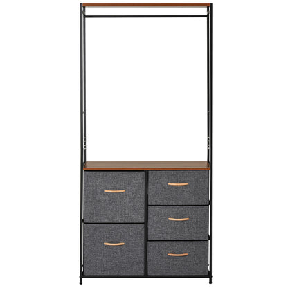 Storage Coat Rack Hallway Bedroom Organiser Shelves w/ Hanger, 5 Drawer