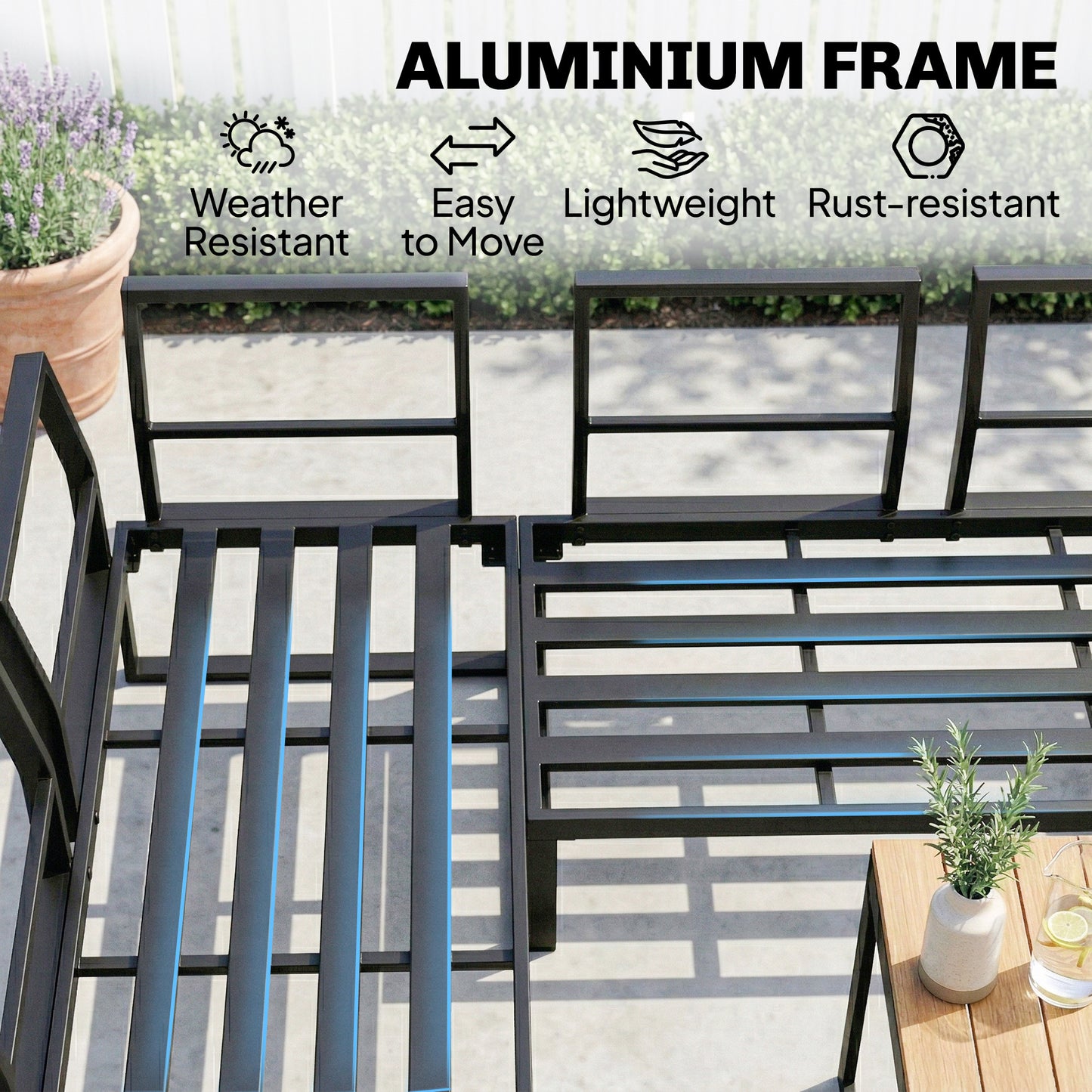 Patio Furniture Set Modular 6 Pieces Grey   Patio Furniture Set Modular Garden Sofa Set 6 Pieces with Dining Table for Outdoor Patio Grey