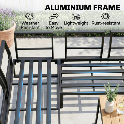 Patio Furniture Set Modular 6 Pieces Grey   Patio Furniture Set Modular Garden Sofa Set 6 Pieces with Dining Table for Outdoor Patio Grey