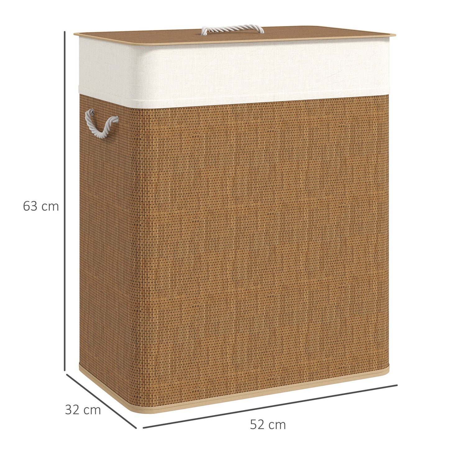 100L Laundry Basket with Lid, Washing Basket for Bathroom, Brown