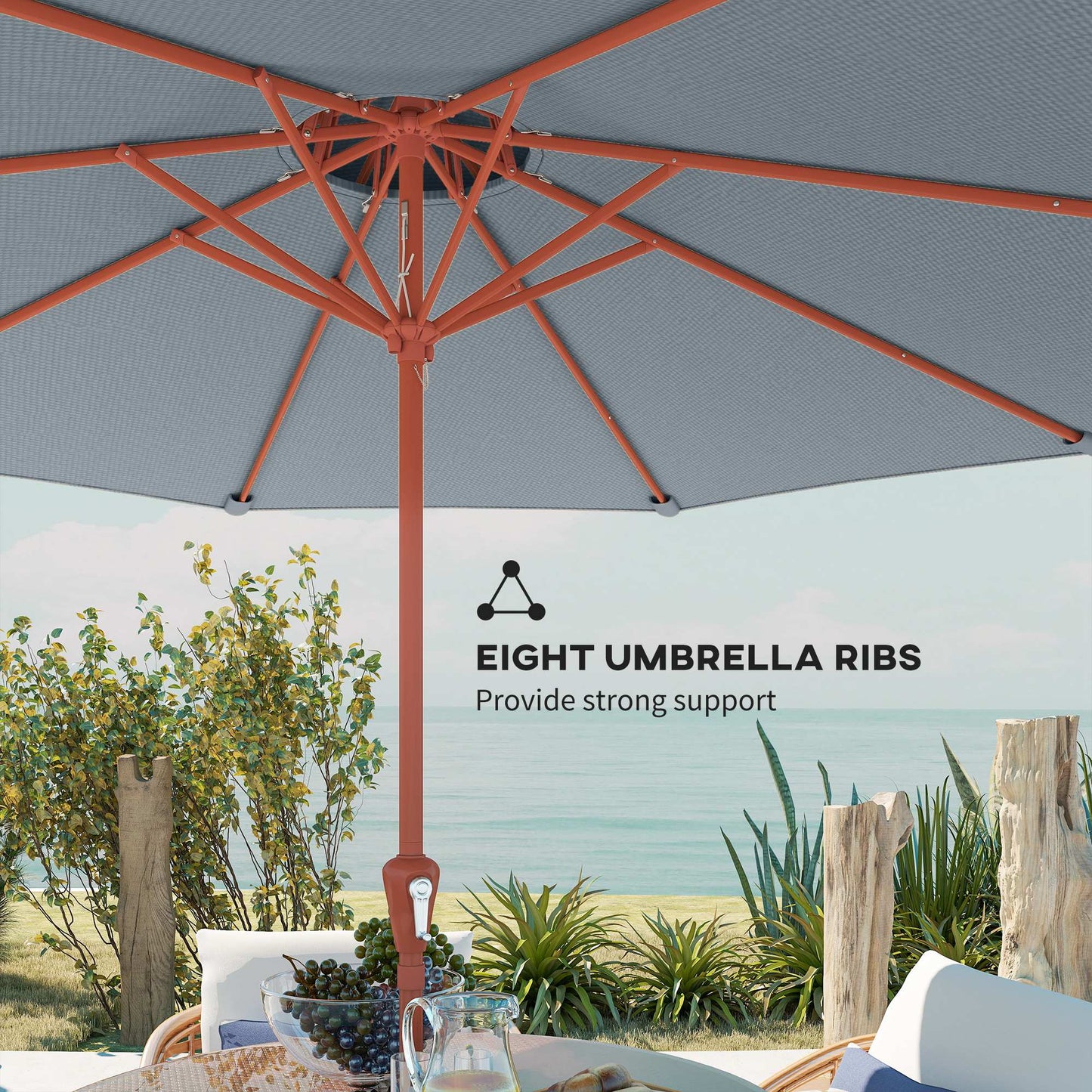 2.7 m Garden Parasol with Double Top, Light Grey
