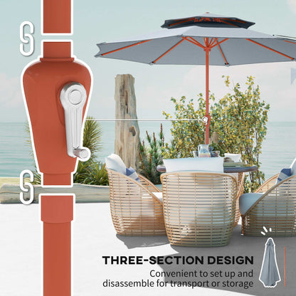 2.7 m Garden Parasol with Double Top, Light Grey