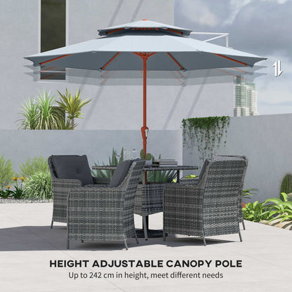 2.7 m Garden Parasol with Double Top, Light Grey