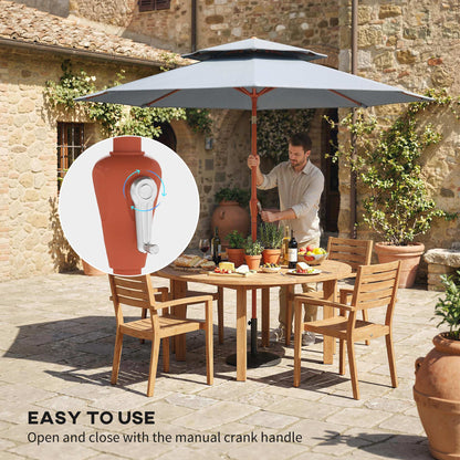 2.7 m Garden Parasol with Double Top, Light Grey