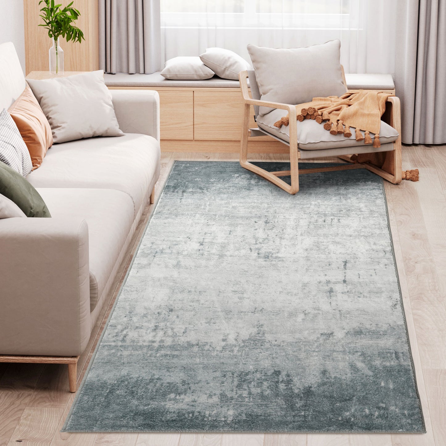 Grey Rug, Modern Ink Render Area Rugs, Decorative Carpet for Living Room, Bedroom, Dining Room, 150 x 80cm