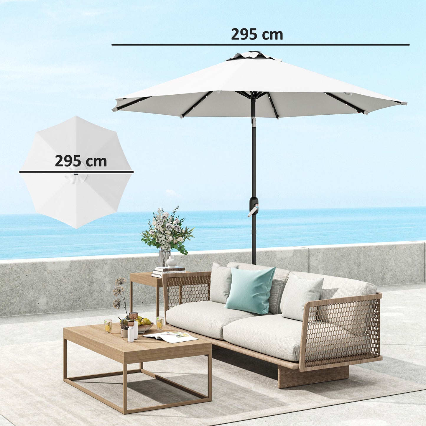 UPF 50+ Replacement Parasol Canopy Parasol Cover Replacement, Cream