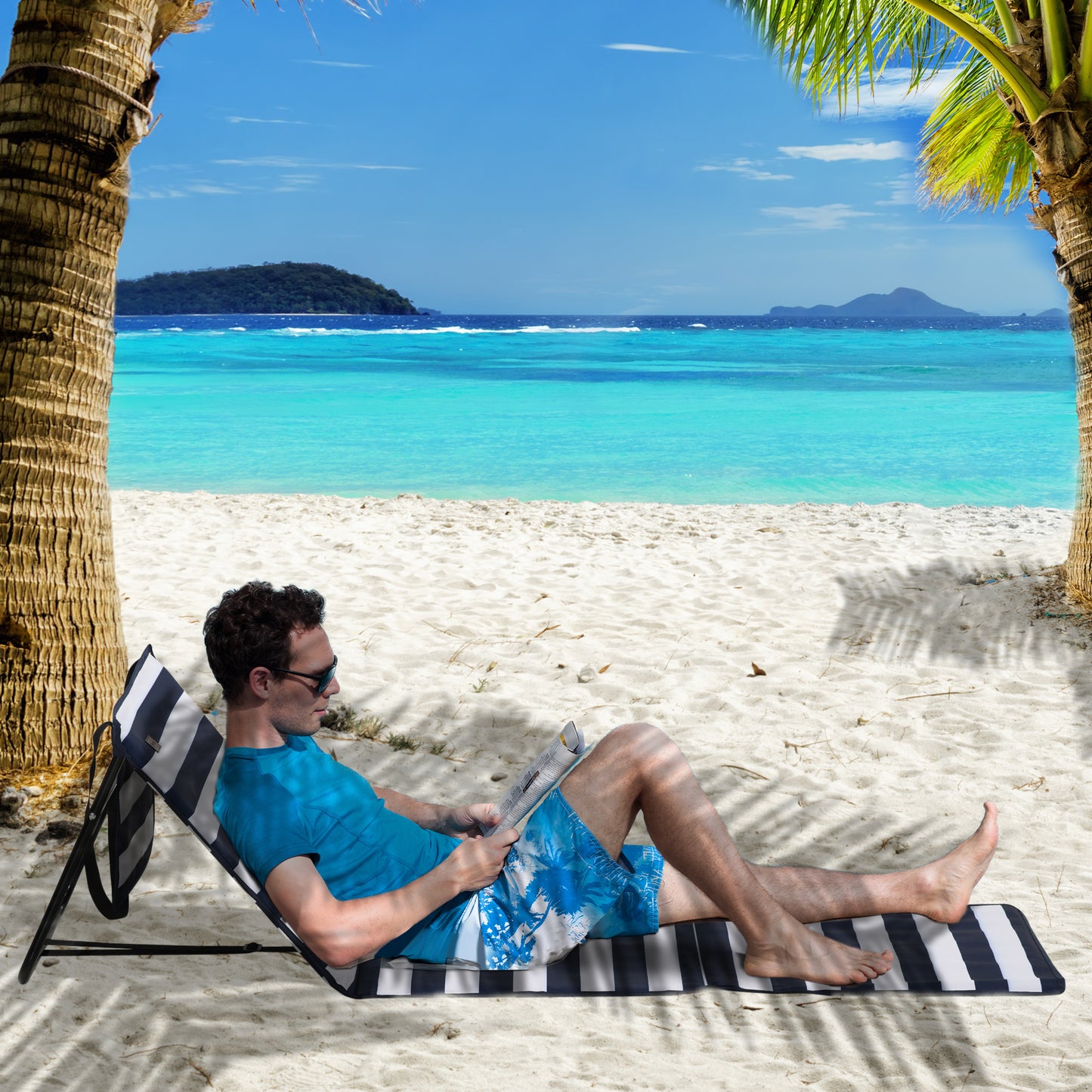 Garden Beach Chair Mat, Sun Lounger Seats with Adjustable Back