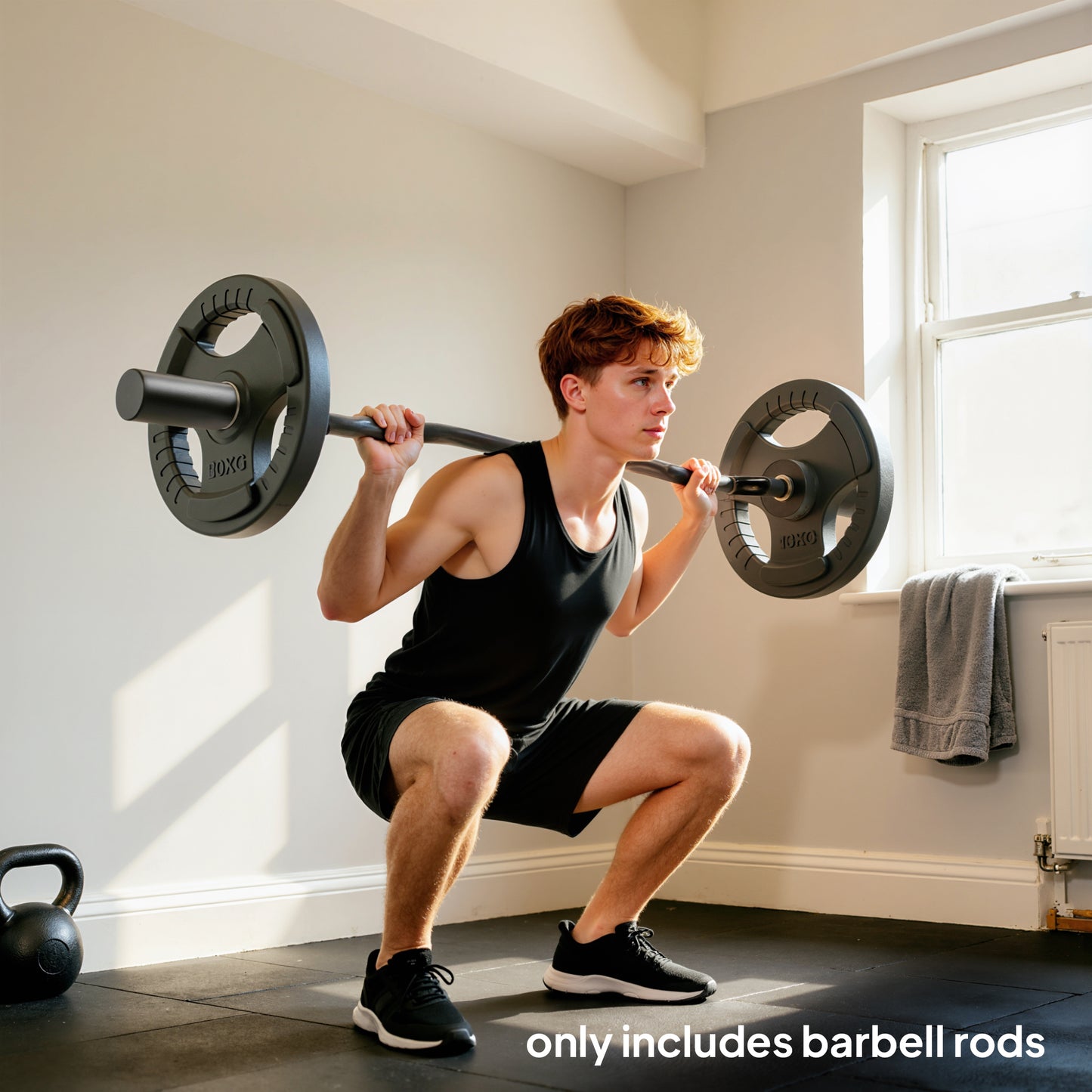4ft Olympic EZ Curl Bar, Barbell Bar for 2" Weight Plates, Black