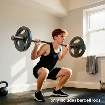 4ft Olympic EZ Curl Bar, Barbell Bar for 2" Weight Plates, Black