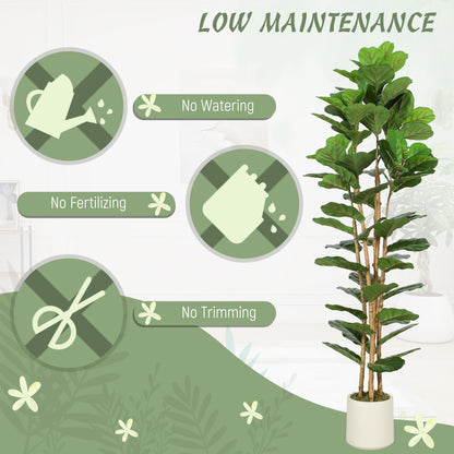 180cm Artificial Fiddle Leaf Fig Tree with Solid Wood Trunks