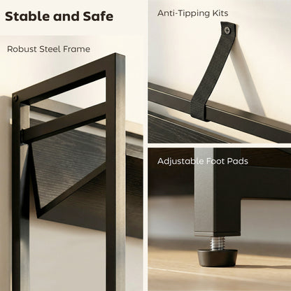 Bookshelf Anti-Slip Design 5-Tier Black