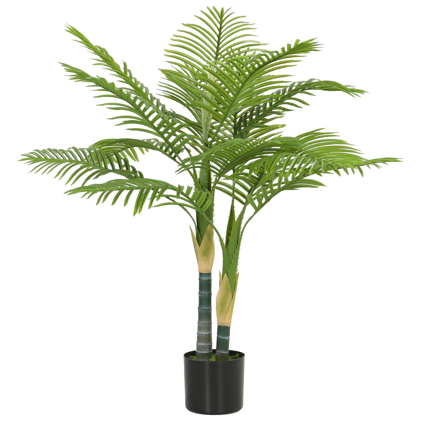 120cm Artificial Palm Tree with 14 PEVA Leaves in Pot, Decorative Artificial Plant with UV-resistant and Moss Effect, Fake Plant for Home Office Decor, Green