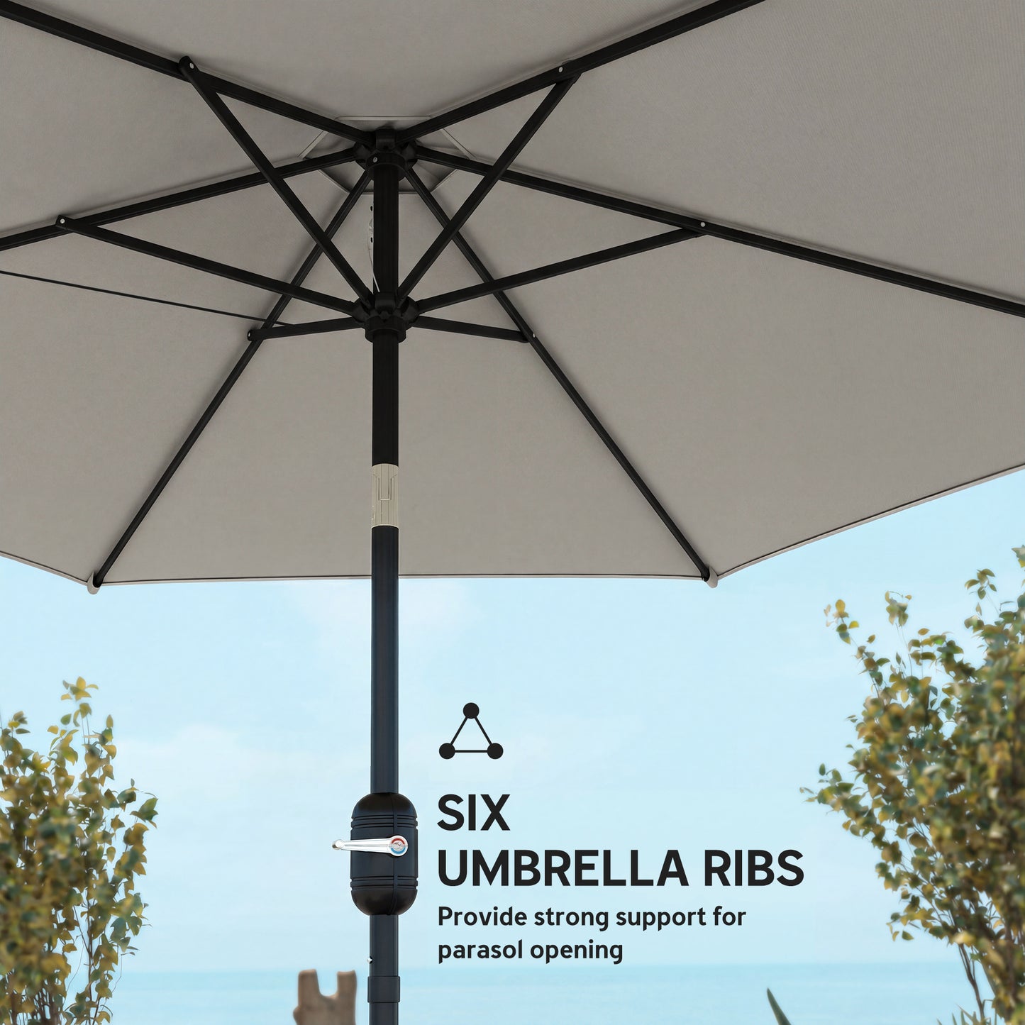 2.6M Garden Parasol Umbrella with Aluminium Pole, Tilt, Crank