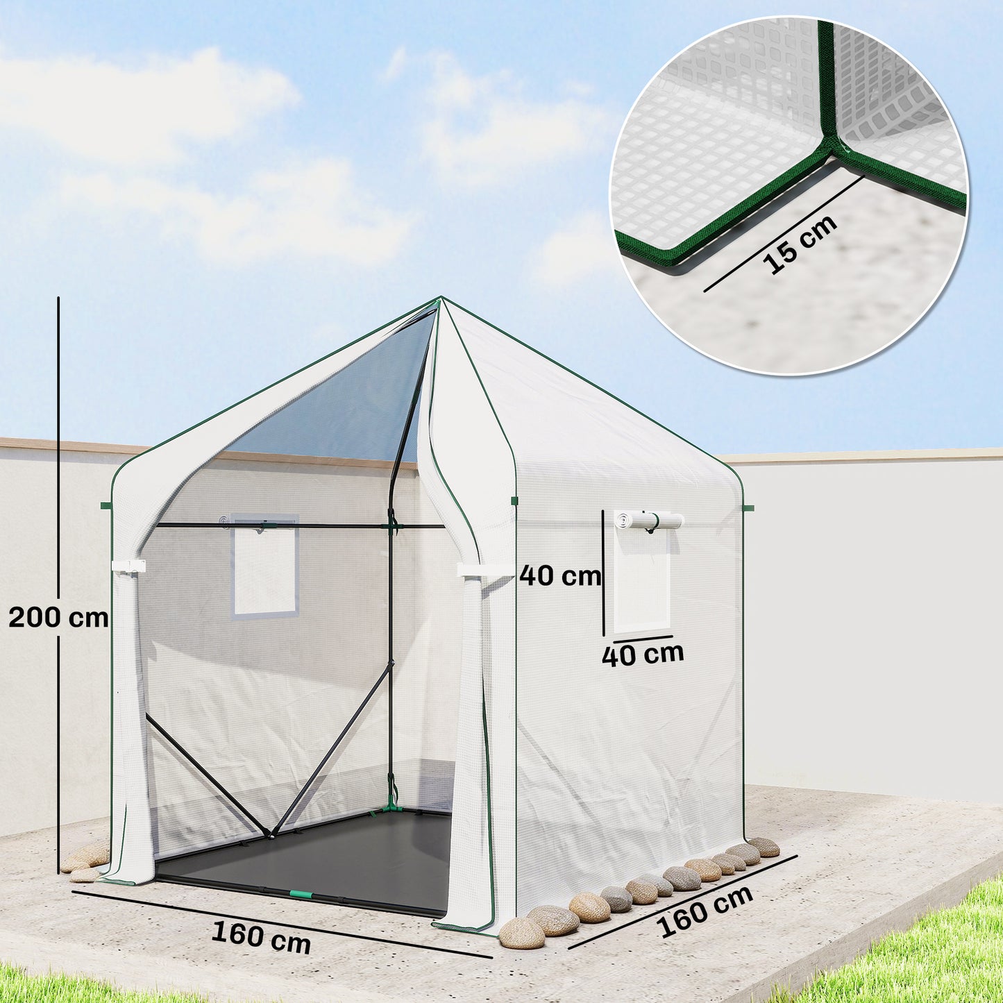 Large Plant House with Roll-up Door White
