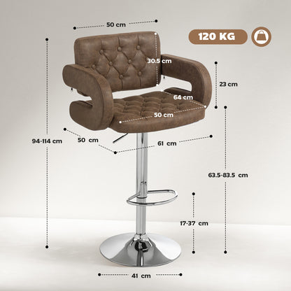 Bar Stools Set of 2 Adjustable Swivel Bar Chairs with Backrest