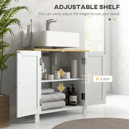 kleankin Bathroom Under Sink Cabinet with Adjustable Shelf, White