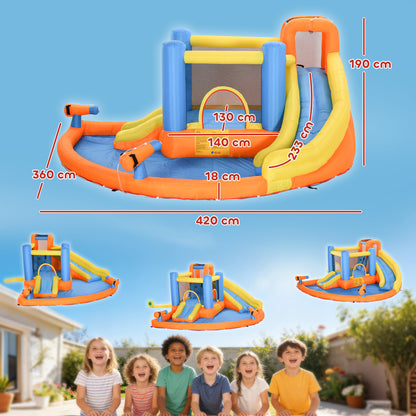 5 in 1 Inflatable Bouncy Castle for Children with Dual Slides