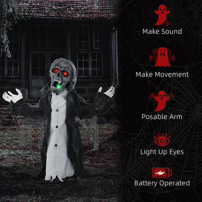 Voice Activated Halloween Animatronics Skeleton, Battery Operated