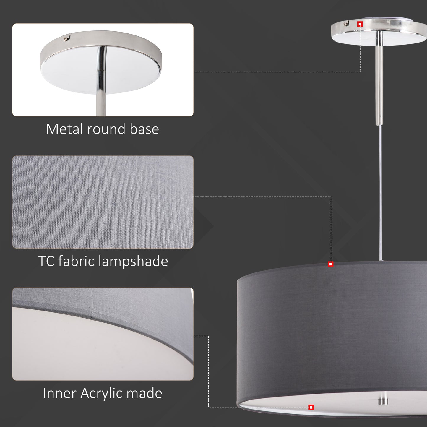 LED Chandelier with Metal Base Three Lighting Modes for Home Office