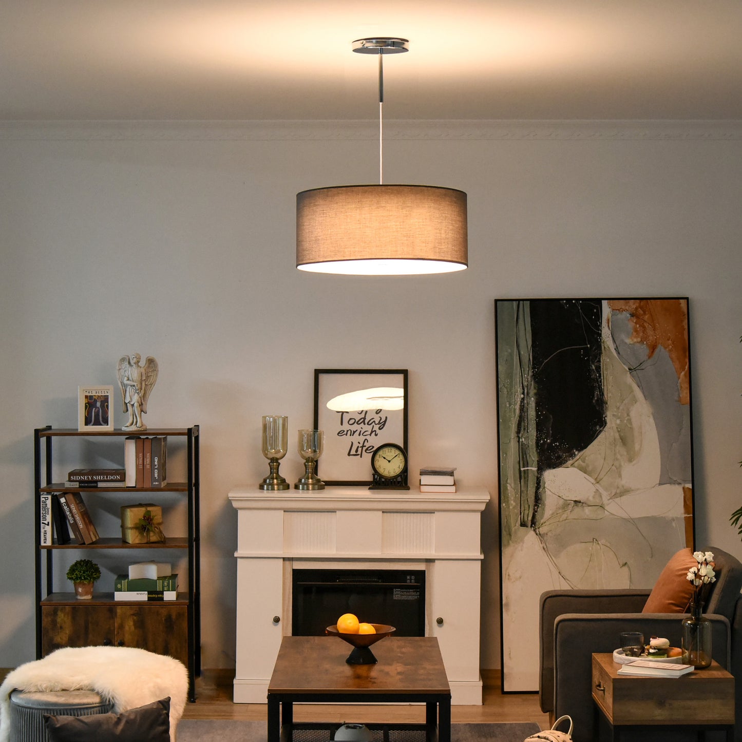 LED Chandelier with Metal Base Three Lighting Modes for Home Office