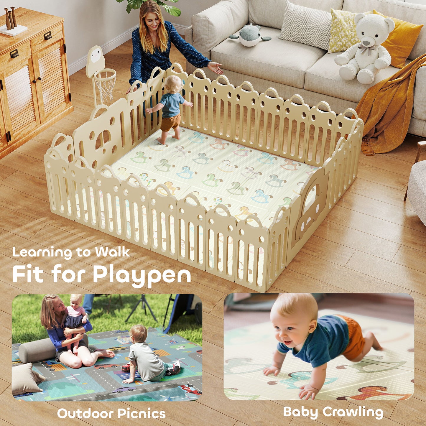 Baby Play Mat Double-Sided, Kids Crawling Mat for Toddlers